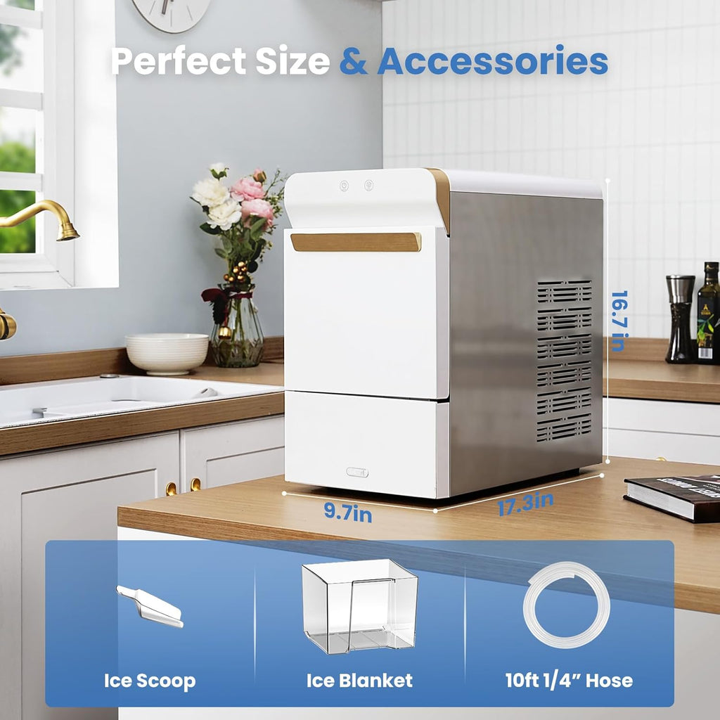 V2.0 Countertop Nugget Ice Maker with Self-Cleaning & 38 lbs/24 hrs Production