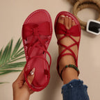 🎀 Knot-Front Stretch Ankle Sandals – Slide & Go with Arch Support ☀️
