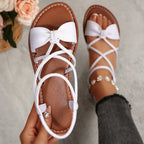 🎀 Knot-Front Stretch Ankle Sandals – Slide & Go with Arch Support ☀️